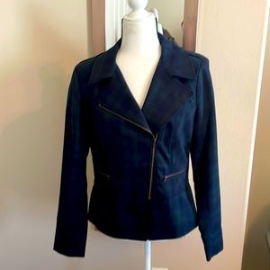 Cabi Black-watch plaid zipper jacket